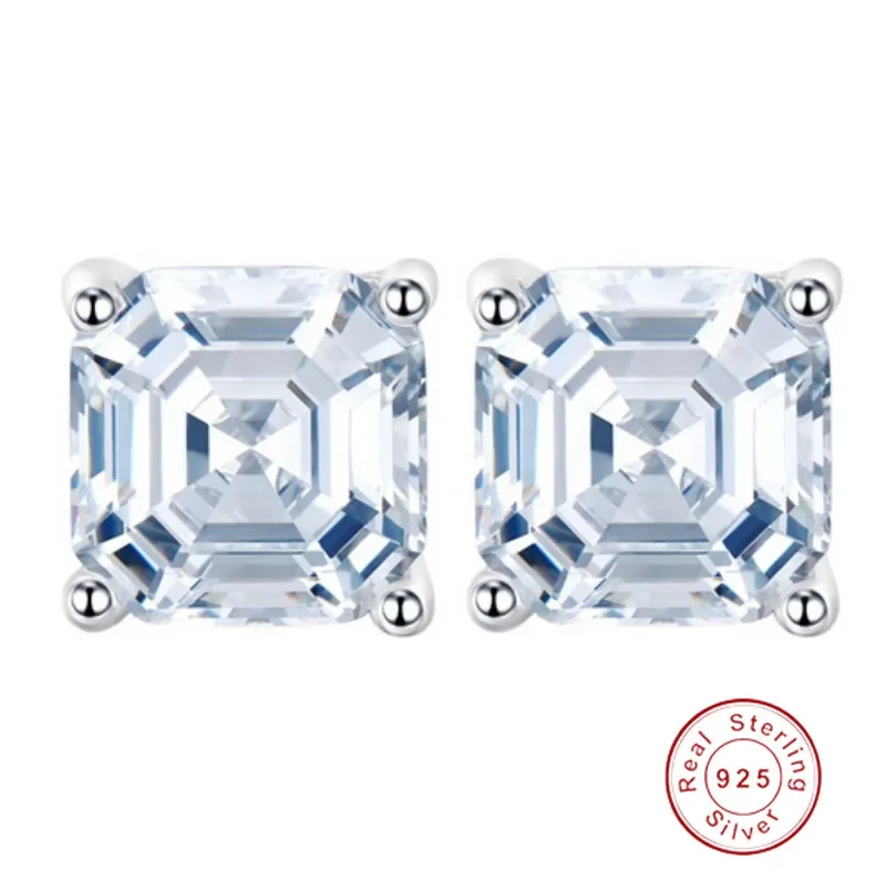 

Classic 100% 925 Solid Sterling Silver 7*7MM High Carbon Diamond Gemstone Ear Studs Earrings Women Fine Jewelry Wholesale