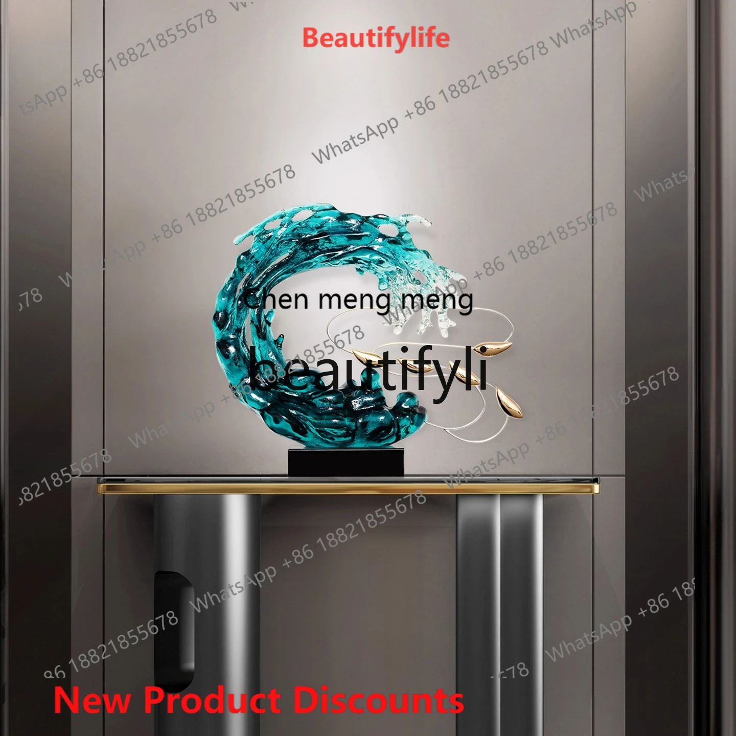 cn8350 ss Entrance Decorative Ornament Light Luxury High-end Transparent Sculpture Hotel Front Desk Tabletop Ornament