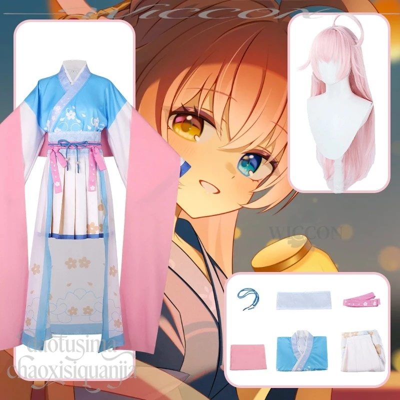 

Chinese Hanfu Style Takanashi Hoshino Cosplay Dress Blue Pink Lolita Blue Archive Anime Christmas Party Costume