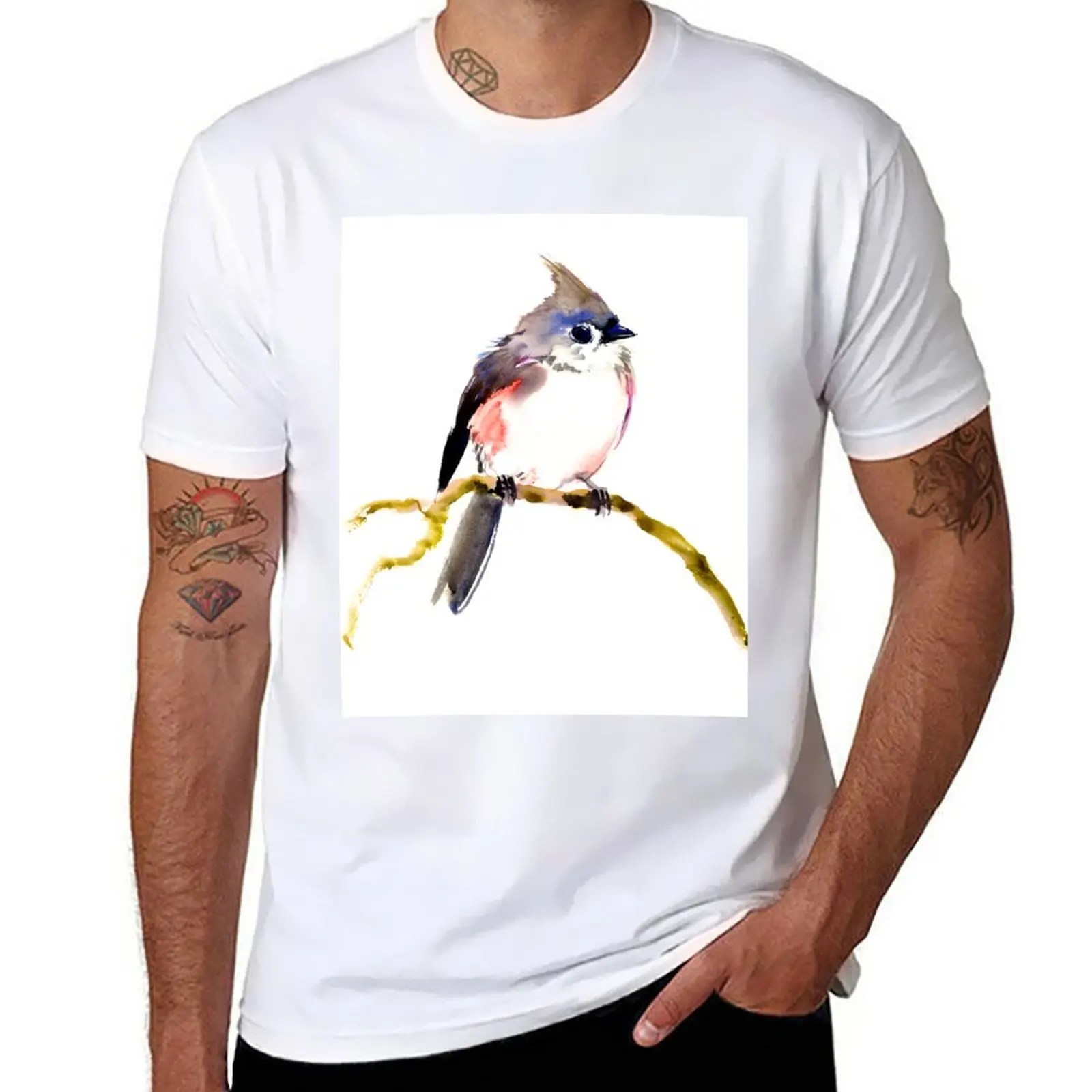 Beautiful Bird, Titmouse T-Shirt for a boy animal prinfor boys Short sleeve tee fitted t shirts for men