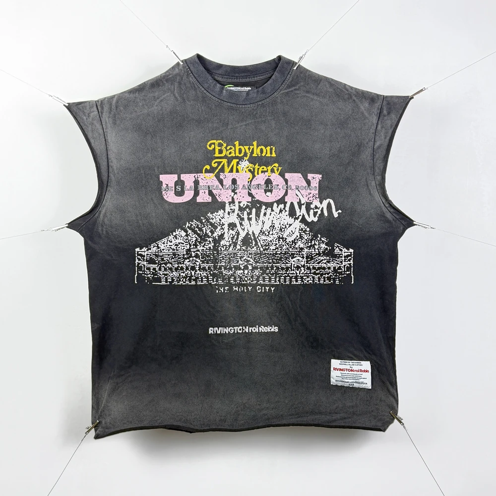 

Yao Fashion RRR123 Luxury Brand Casual Loose Sport Vintage Tops Tank Vest Streetwear Graphics Print Cotton Vest For Men Unisex