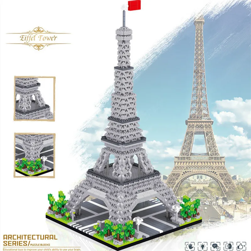 3585pcs World Architecture Model Building Blocks Paris Eiffel Tower Diamond Micro Construction Bricks DIY Toys for Children Gift