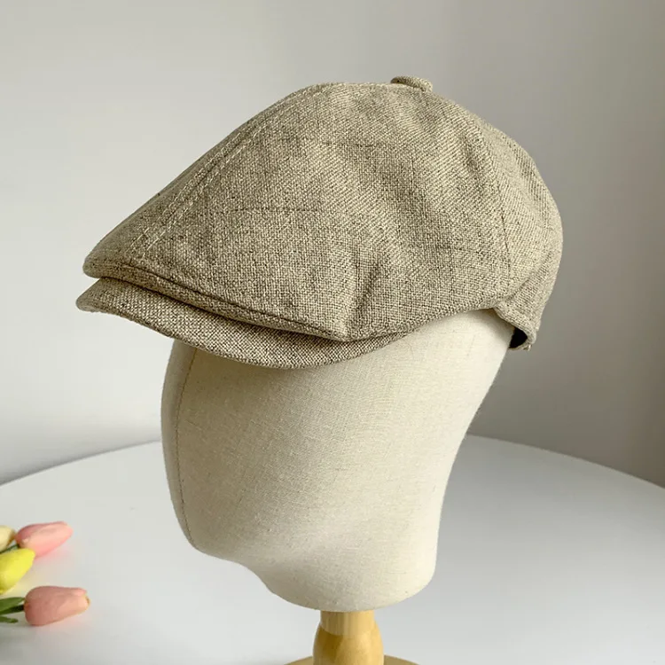 Vintage Y2K Damen und Mädchen Baumwolle Leinen Newsboy Cap koreanischen Stil Baskenmütze atmungsaktiv Sommer Frühling Herbst Hut – Detail 16