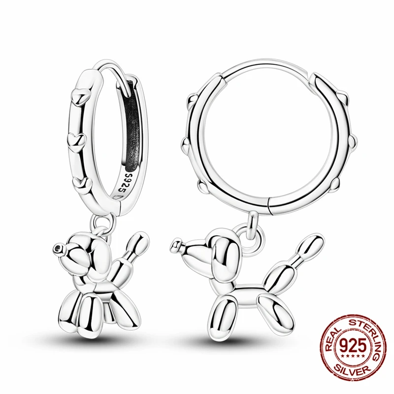 

Hot Selling 925 Sterling Silver Hoop Balloon Poodle Earrings for Women Pretty Wedding Holiday Jewelry Gifts