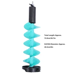 28.7 In Ice Auger Drill Bit 8 Inch Diameter 28.7 Inch Length Floatable Carbide Nylon Ice Fishing Drill Bit