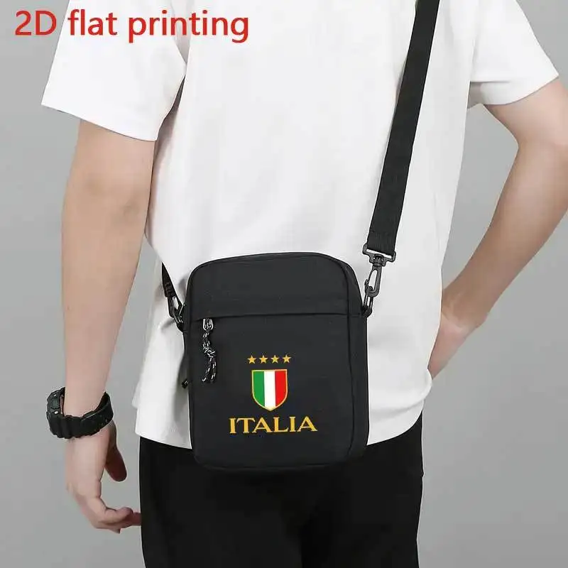 حقيبة كروس للرجال ذات طابع إيطالي - أسود وذهبي مع علم إيطالي ومعطف أذرع أجهزة ذهبية اللون - خفيفة الوزن ومتينة