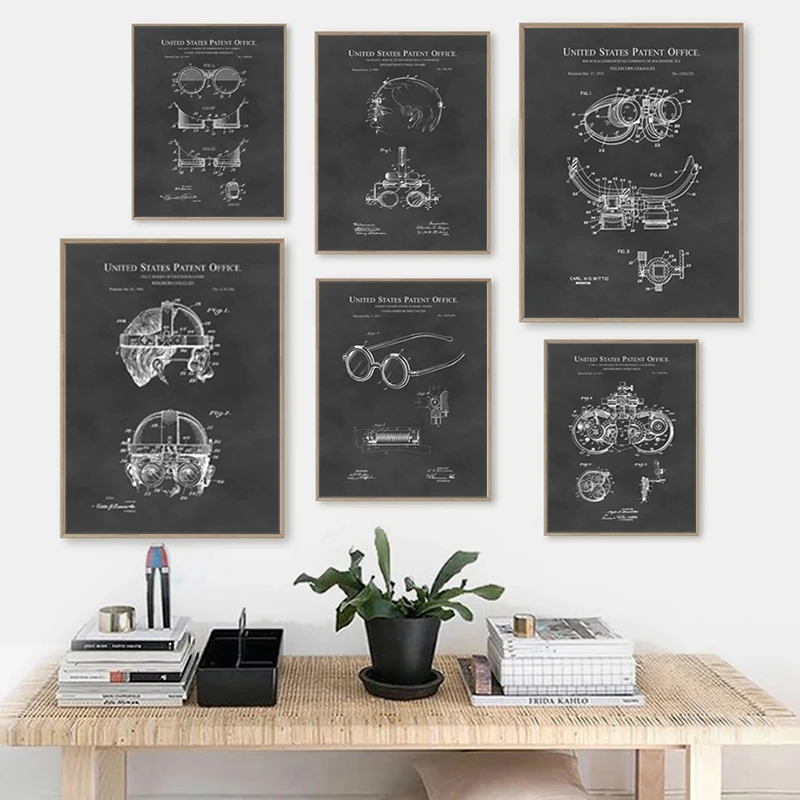 Vintage Optometrist Patent Poster Glasses Art Print Optometer Blueprint Canvas Painting Optometrist Office Decor Optometry Gift