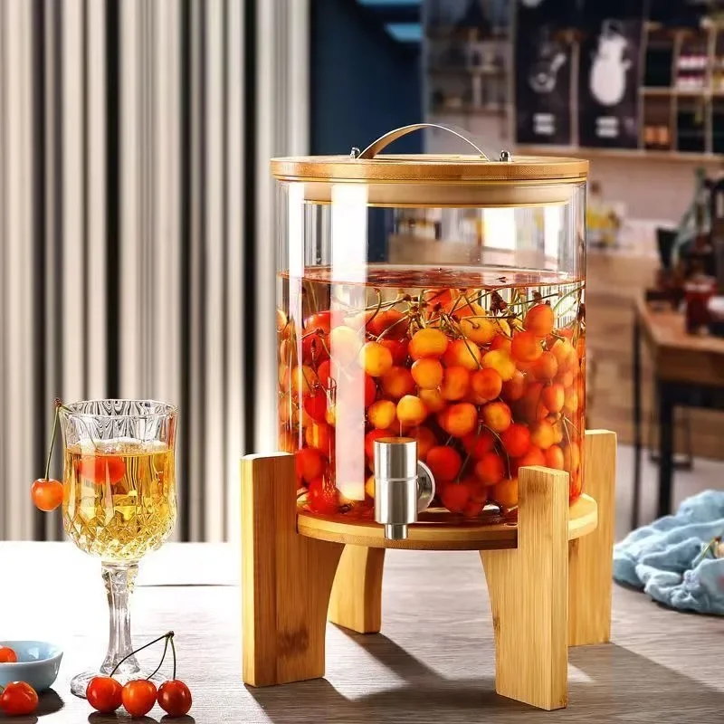 Tarro de fermentación de vidrio resistente a altas temperaturas: botella sellada para hacer vino con grifo para elaboración de ciruela/uva