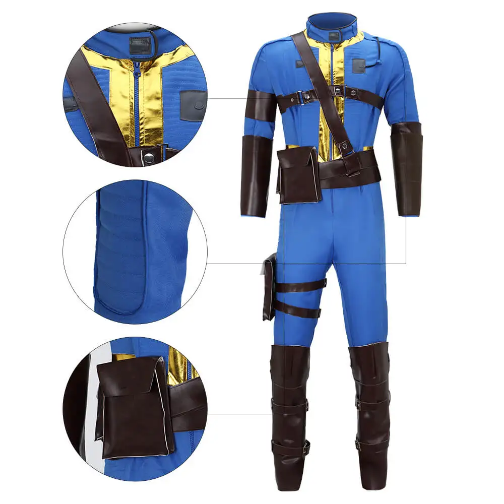 Jogo Sole Survivor Cosplay Traje para Homens, Vault 111 Suit, Roupas Halloween, Macacão Acessórios