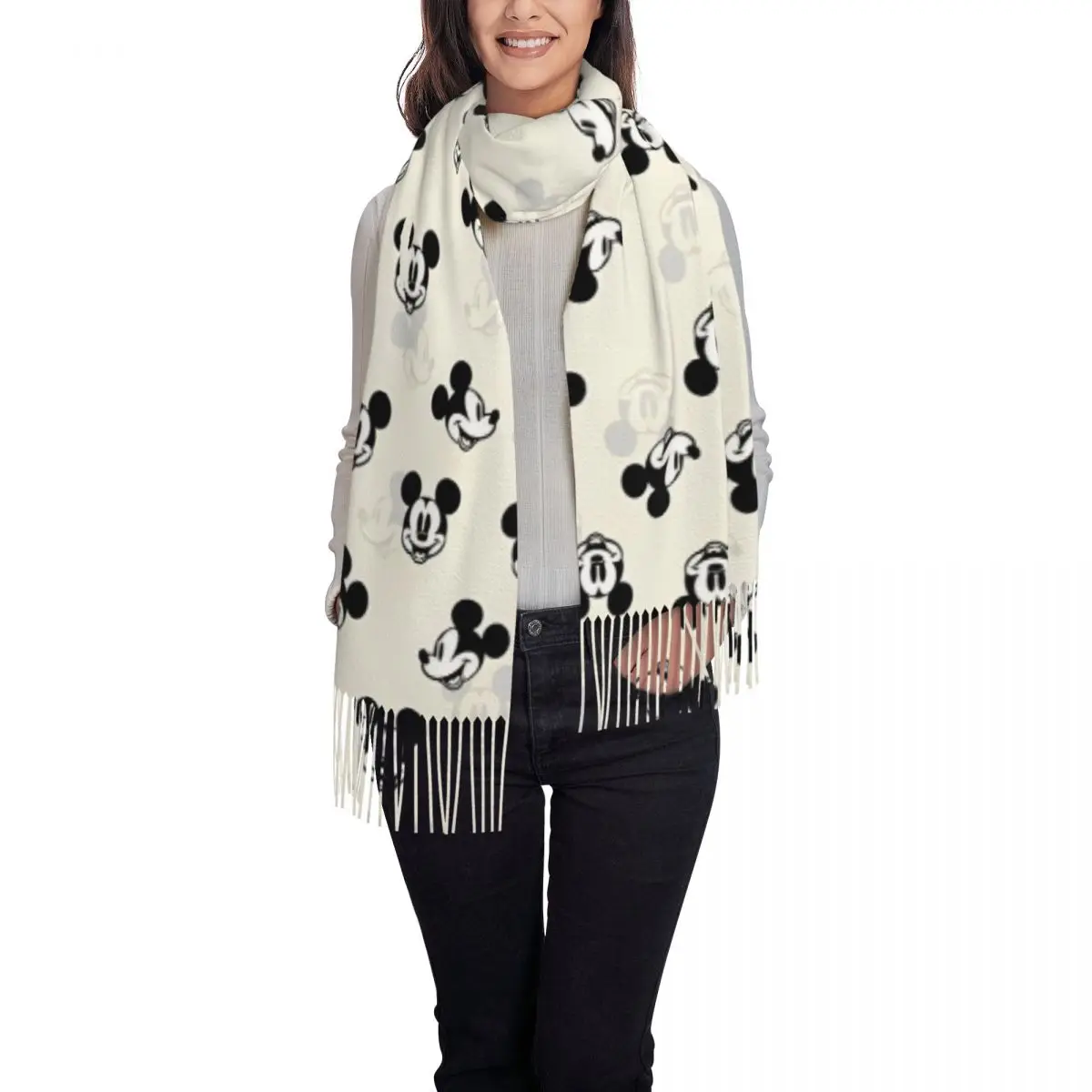 Mickey Mouse Head Shawls Wraps Women Warm Large Long Scarf Neckerchief Shawl Scarves