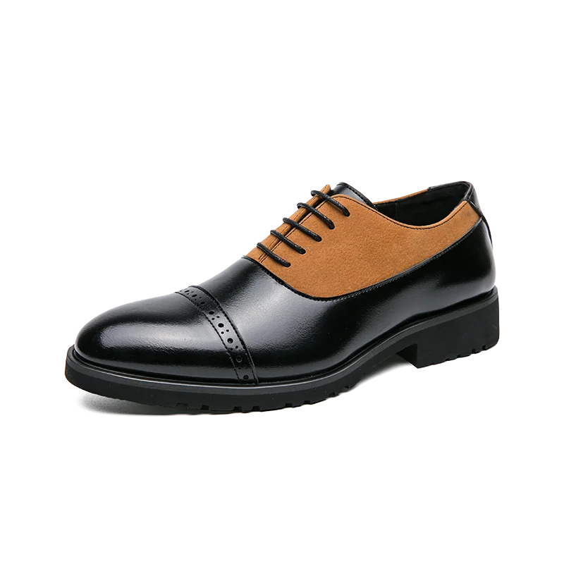 New Britain Lace Up Suede Patchwork Oxford Leather Shoes for Men Dress Wedding Prom Homecoming Footwear Sapatos Tenis Masculino