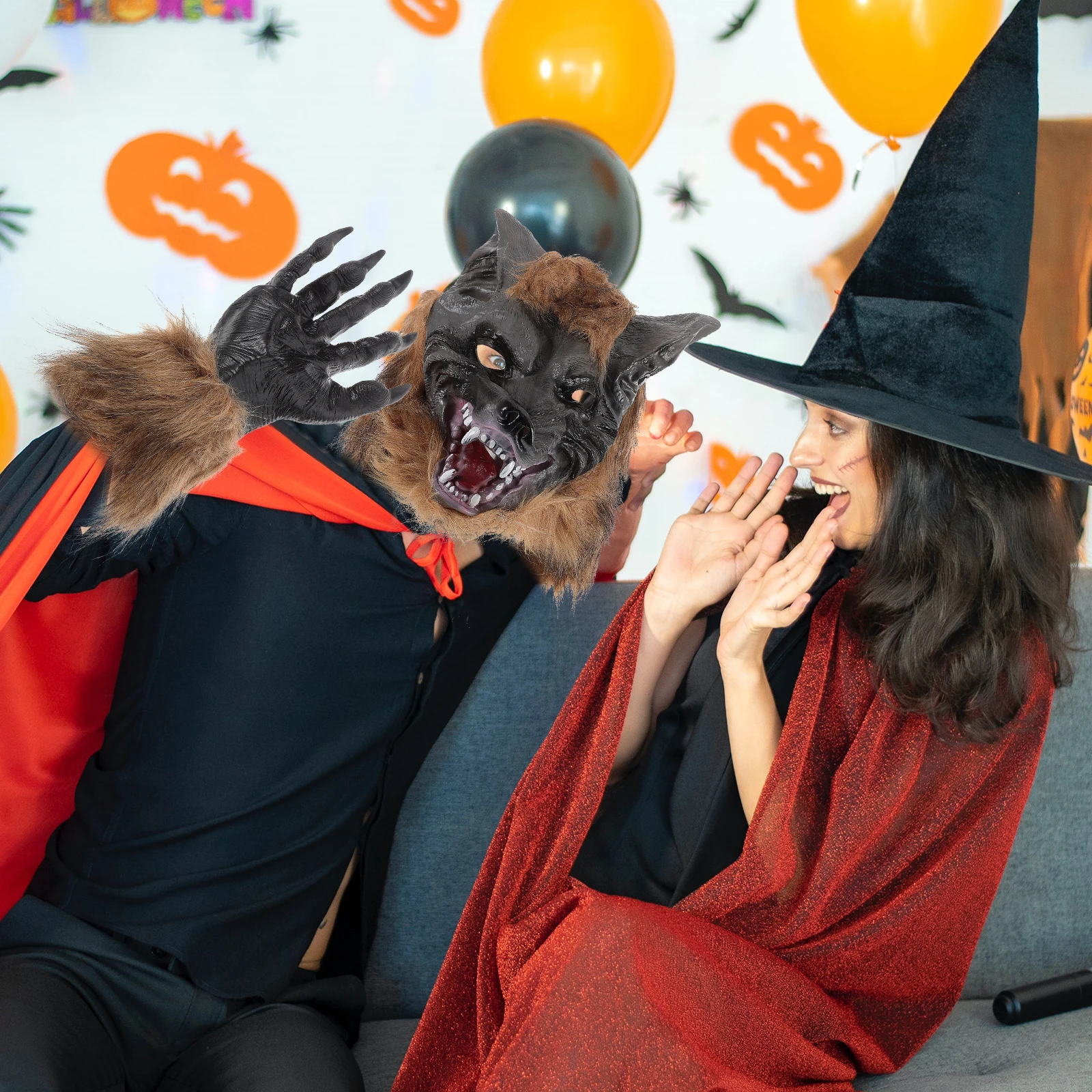 

1 Set Halloween Wolf Mask And Claw Gloves Costume Accessories For Dress Up And Cosplay Events