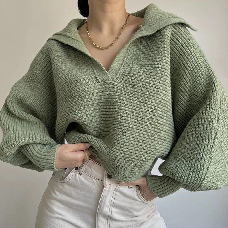 Women Sweater 2024 Fashion Loose Thick Knitting Sweaters Jumper Long Sleeve Knitwear Autumn Winter Female Pullover Tops