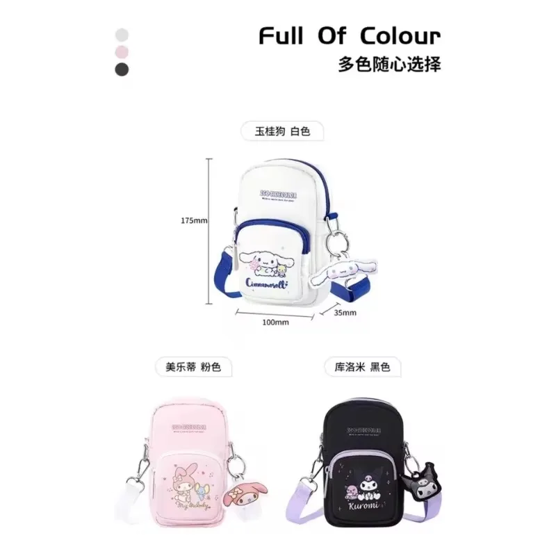 Sanrio Kuruomi Shoulder Messenger Bag Mobile Phone Bag Female Cute Mini Bag Light Coin Purse Fashion Birthday Gift New MINISO