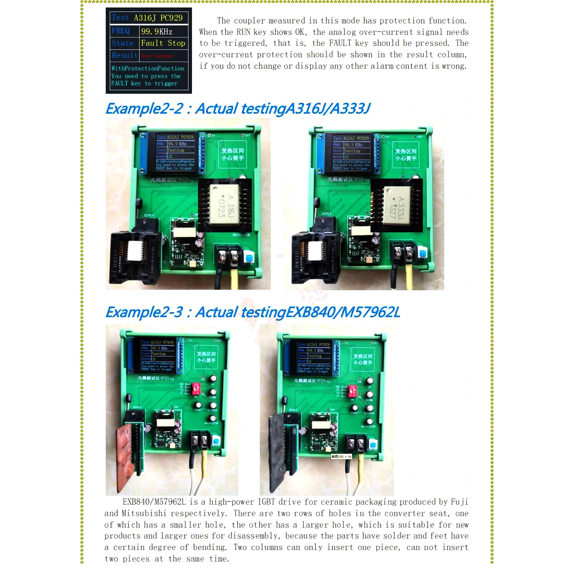 IC optoaccoppiatore Tester Tester TEST A3120 / PC923 / A316J / A330J / A332J / A325J / PC929 / TLP701 Inverter IGBT drive optoaccoppiatore