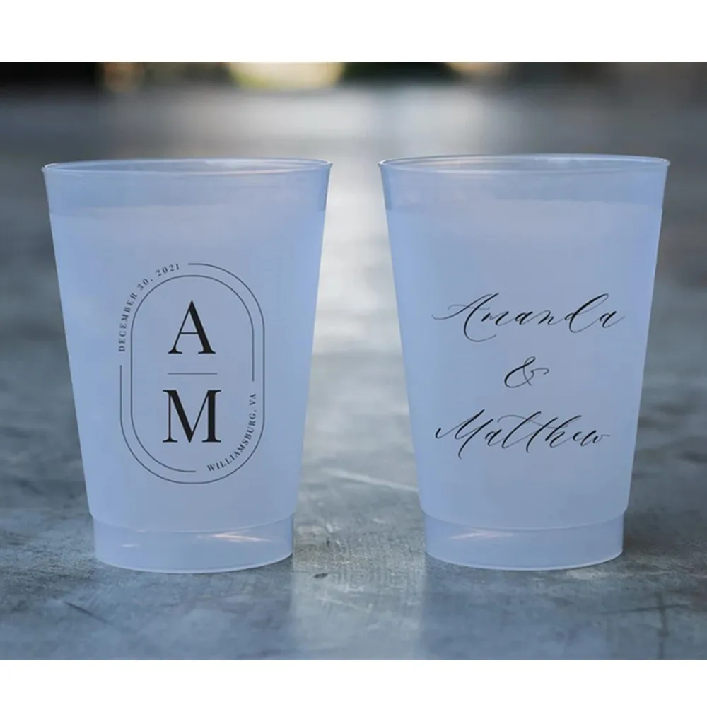 

Customized Frosted Shatterproof Flex Cups, Personalized Wedding Favor Cups, Wedding Favors