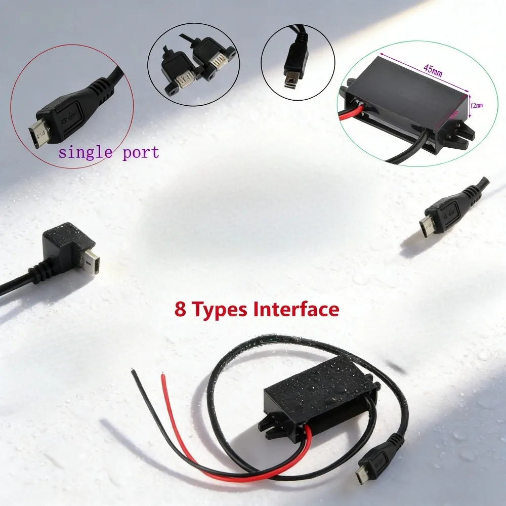 

Step Down Voltage Power Supply Output 12V to 5V 3A 15W DC-DC Car Power Converter Micro Mini USB Adapter with Reverse Protection