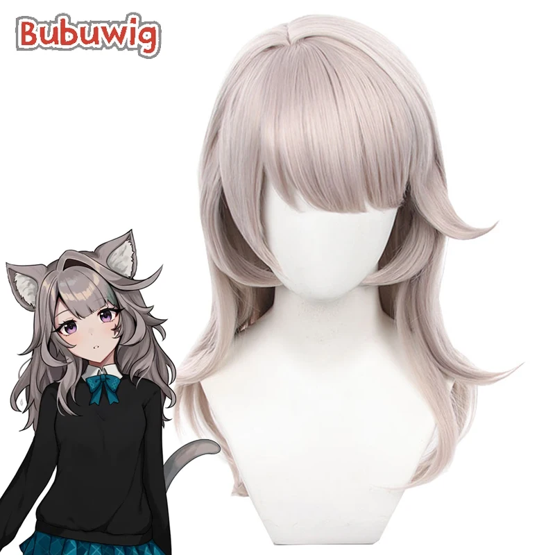 Bubuwig cabelo sintético lynette cosplay perucas genshin impacto lynette infância 60cm longa reta luz rosa peruca resistente ao calor