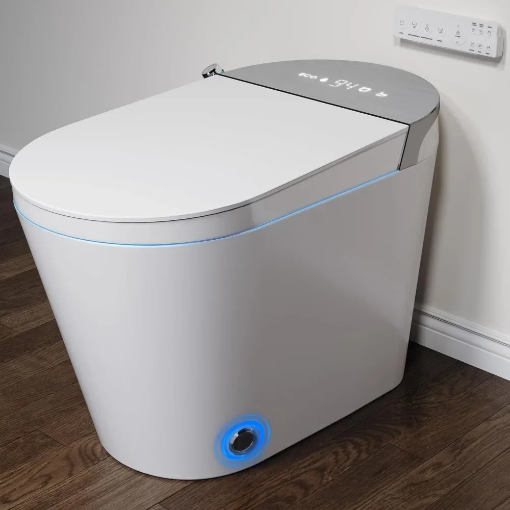 Smart Toilet with Bidet Built in Auto Open & Close Bidet Toilet Combo with Auto Flush, Remote Control Warm Water