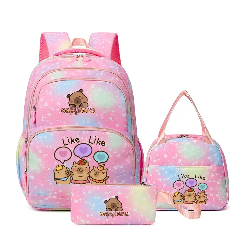 Preciosa mochila de capibara, mochila de arcoíris para adolescentes, mochila para el regreso a la escuela, mochila escolar para niños y niñas, mochila de viaje para hombres, conjunto de mochila