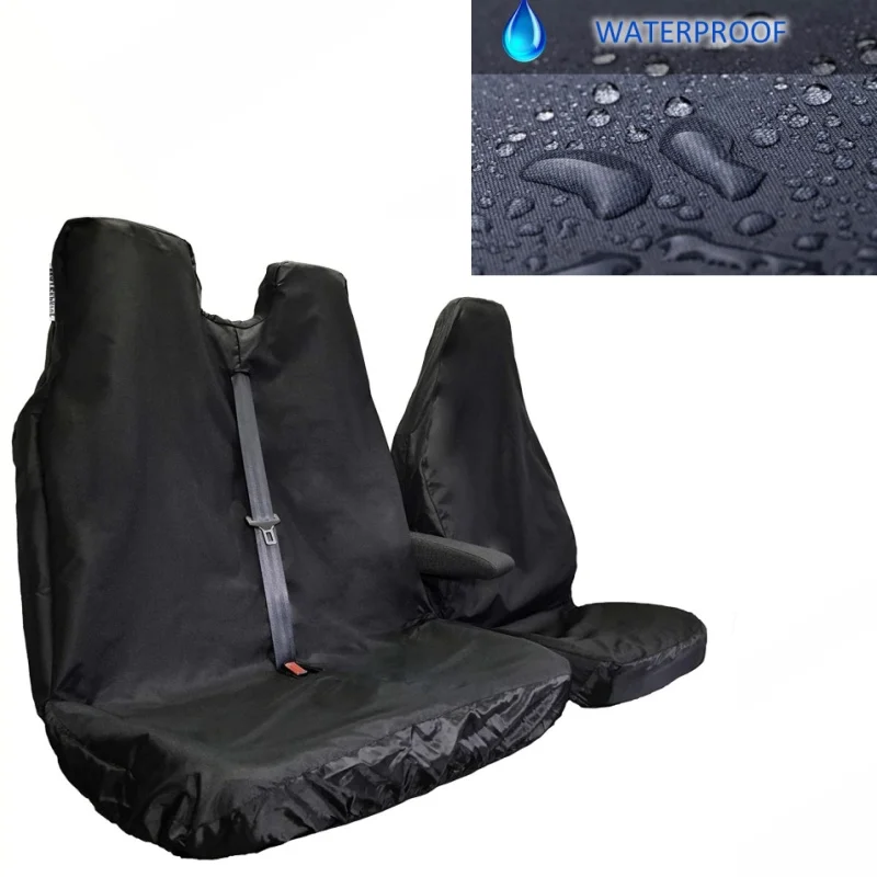 

For Ford Transit Custom Van 2013 ONWARDS Tailored Waterproof Black Heavy-Duty Seat Covers Polyester Interior Driver Double Set