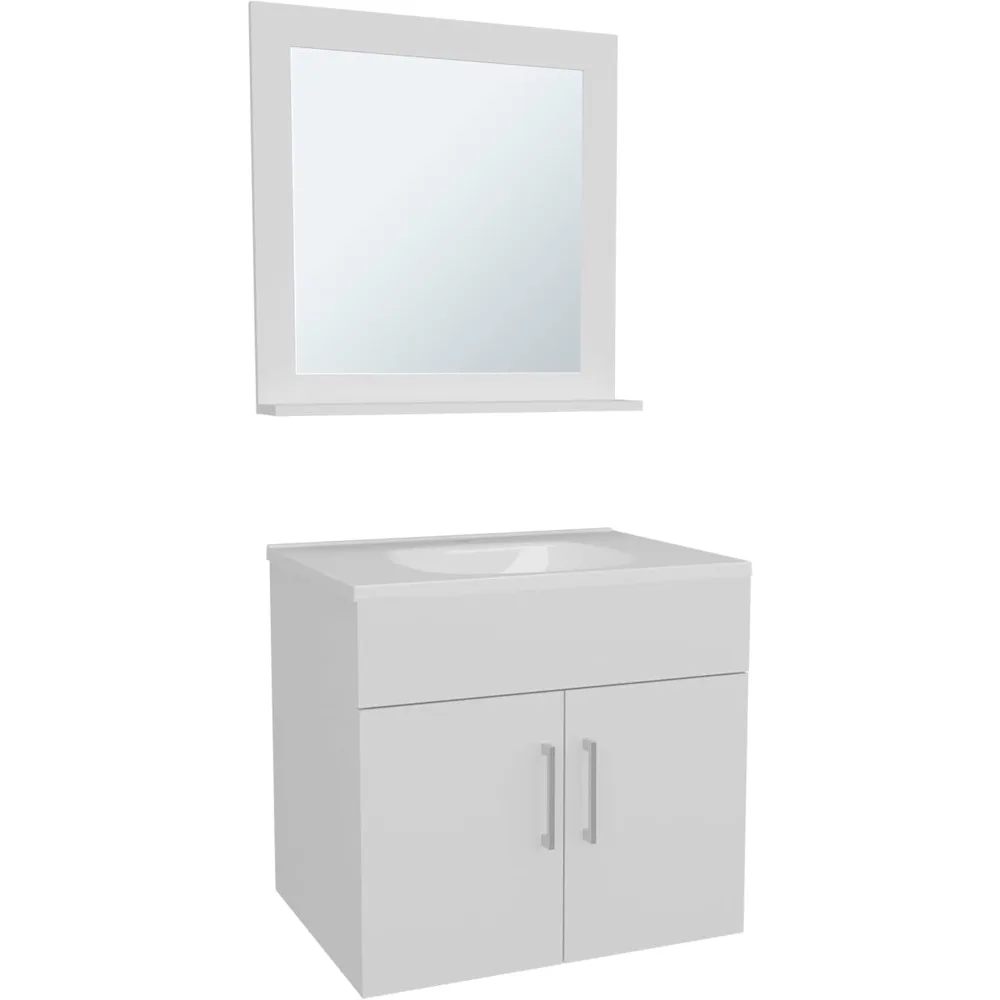   خزانة حمام بليك مع مرآة - حل تخزين حديث باللون الأبيض   #5