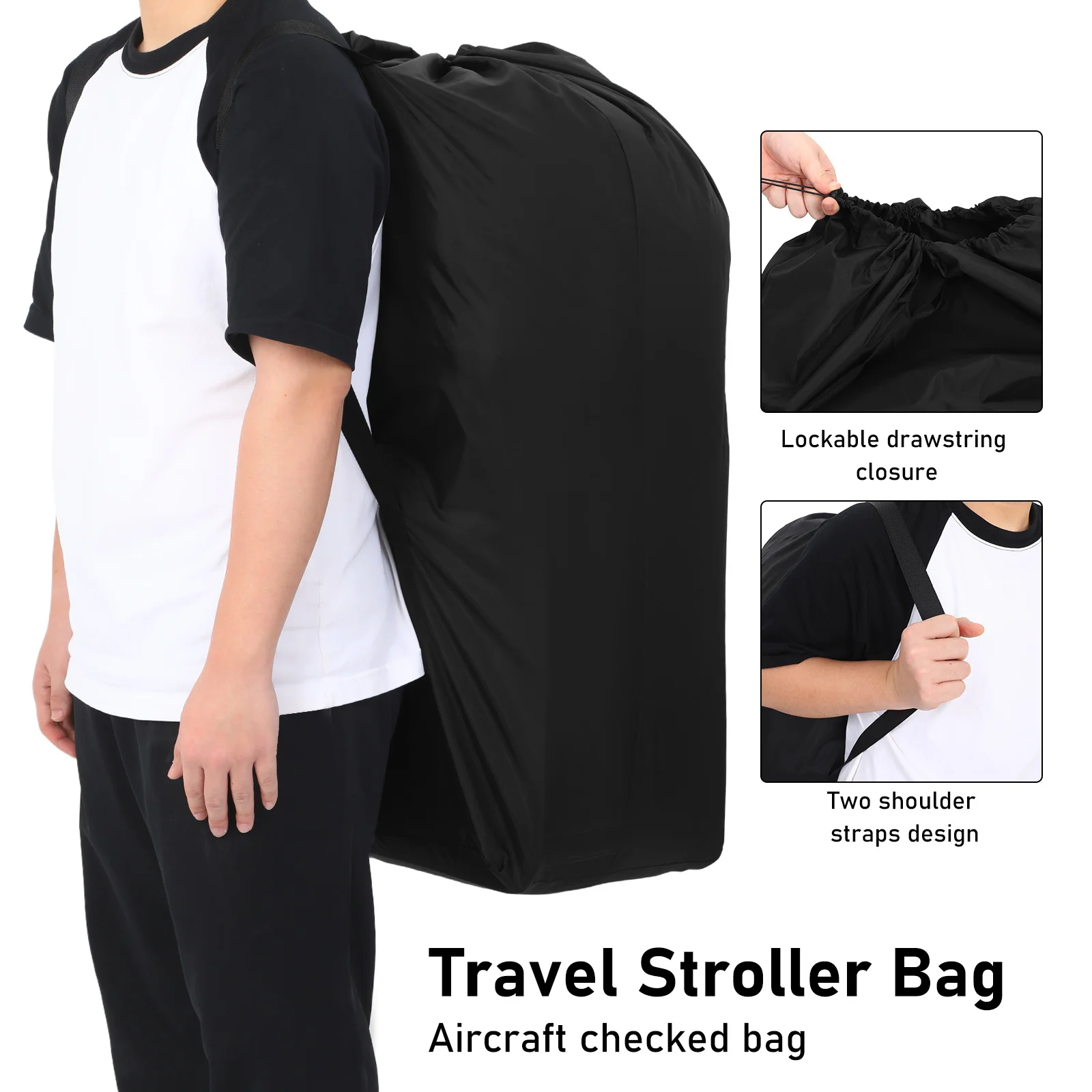 Sac de poussette de voyage pour avion, porte-siège de voiture Durable, rangement de bagages, housse de poussette Double, étui de transport d'air pour poussette