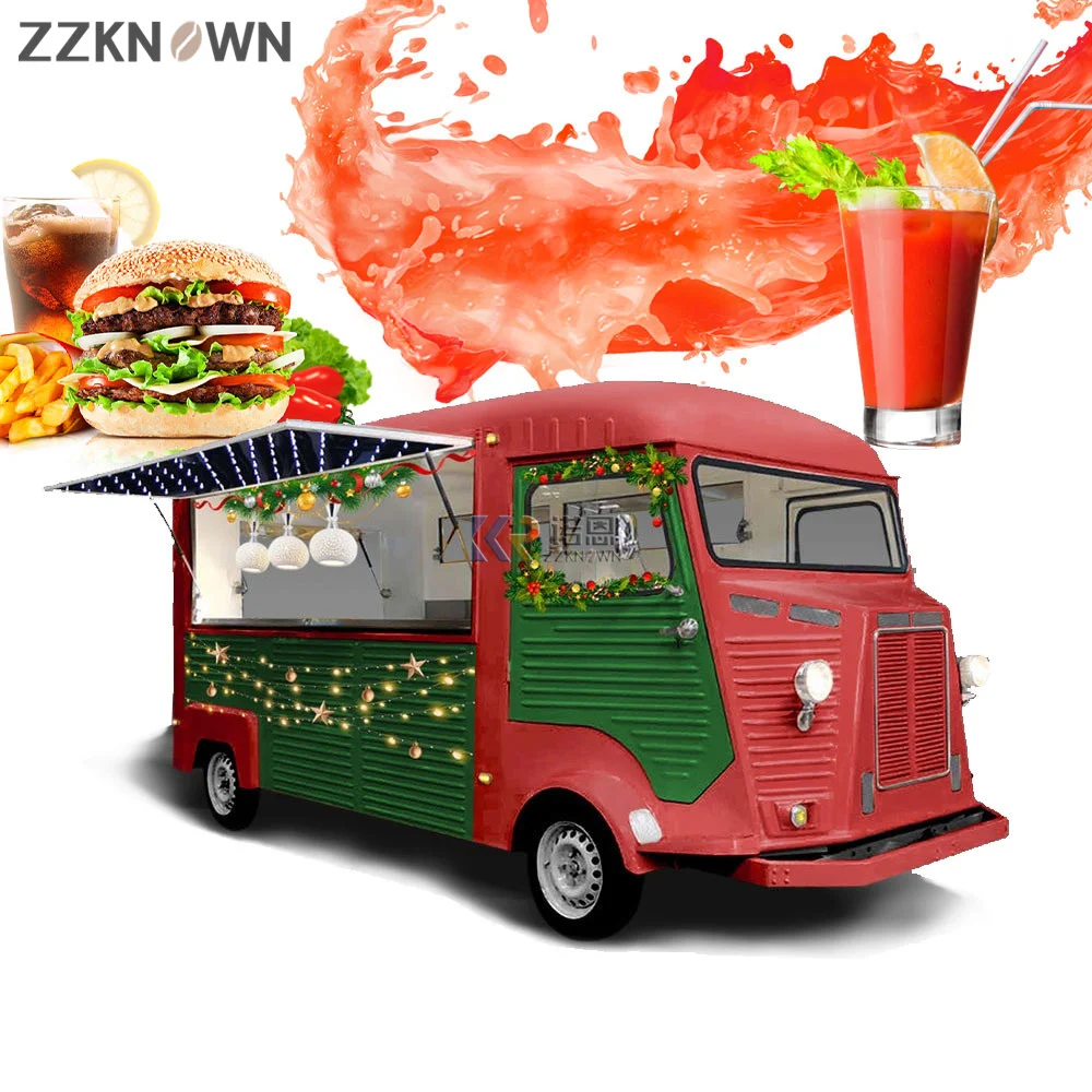 Vintage elektrische mobile Food Truck mit voller Küche Pizza Burger Van Catering Anhänger Bäckerei Kaffee Bar Saft Eis wagen