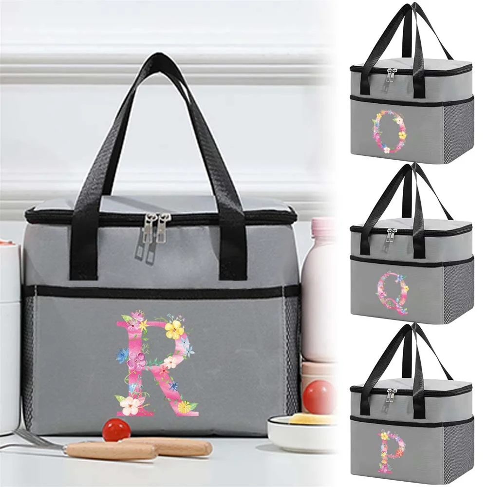 

Cooler Bag Thermal Food Bag Insulated Lunch Bags College Student Aesthetic Cooler Tote Bags Pink Letter Print Series Picnic Box