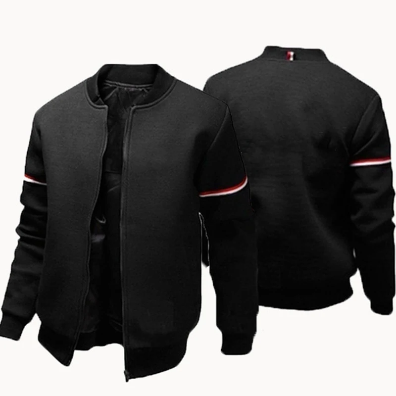 O-Neck Polyester Patchwork Long Sleeve Zipper Men's Jackets