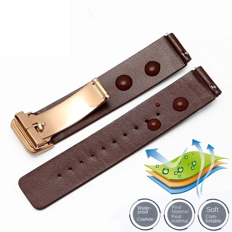 For Huawei B3 B6 B7 Bracelet Leather strap b5 mocha brown sports intelligent business version foldable buckle watch chain 16mm