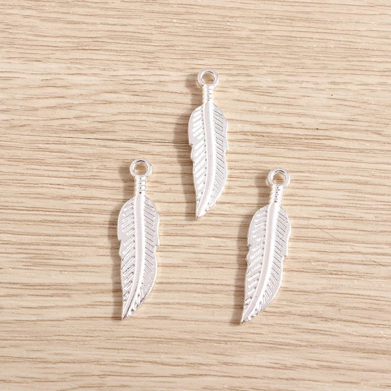 Tusember 20 Stück 8*31mm Niedliche Blatt-Anhänger Feder-Anhänger für Handgemachtes Basteln DIY Halsketten Ohrringe Mode Schmuckherstellung Zubehör – Detail 5