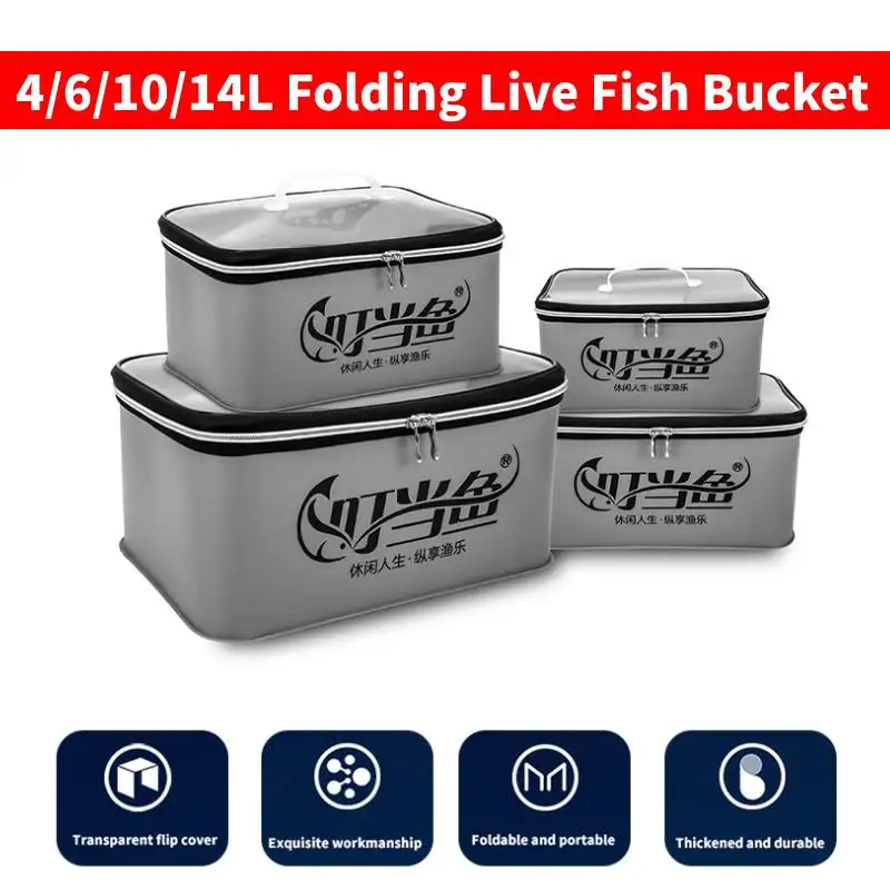 4-14L Folding Live Fish Bucket Multifunction EVA Fishing Bag Box Portable Water Container Bags Outdoor Fishing Accessories