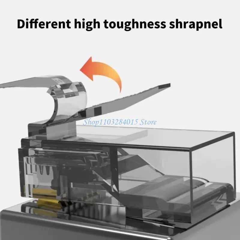 R6FF 100Pcs Cat5 RJ45 Pass Through Connectors Transparent Housing For Solid And Ethernet Cables