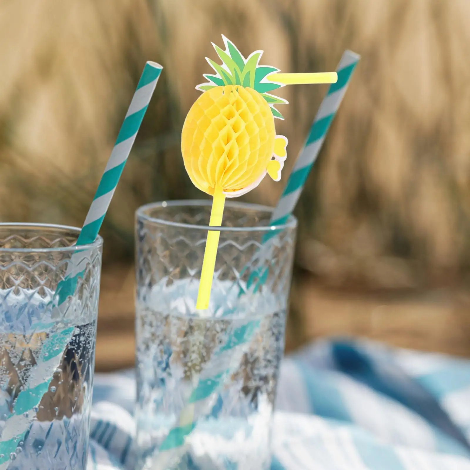 

50pcs Pineapple Straws 5x240mm Disposable Cocktail Party Decorative Tropical Plastic Bulk Kids Luau Straw Tableware