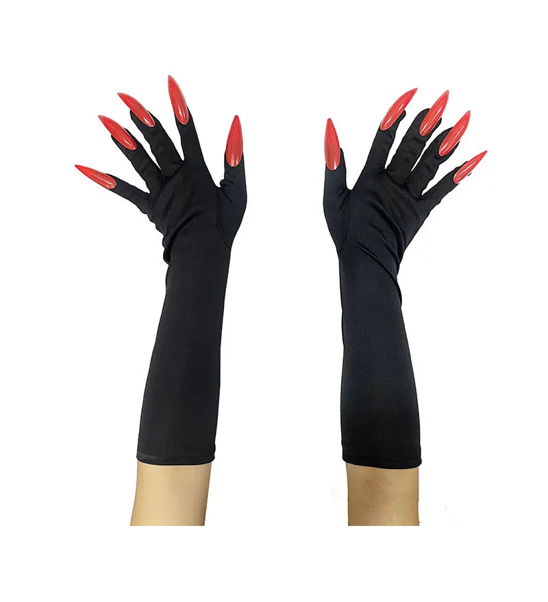 Halloween Gruselige Krallenhandschuhe Lange Nägel Cosplay Kostümzubehör Hexe Vampir Dämon Dehnbare Hände Rot Schwarz Lustiger Handschuh 2026 – Detail 12