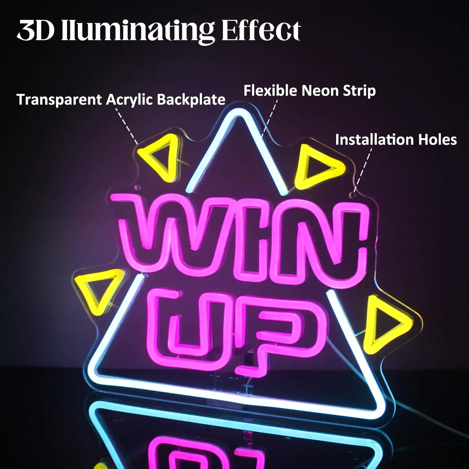 Win Up LED النيون تسجيل لعبة ديكور الحائط الوردي الأزرق الألعاب عكس الضوء 5/12 فولت USB بالطاقة ليلة ضوء لعبة غرفة ديكور ألعاب الهدايا #5