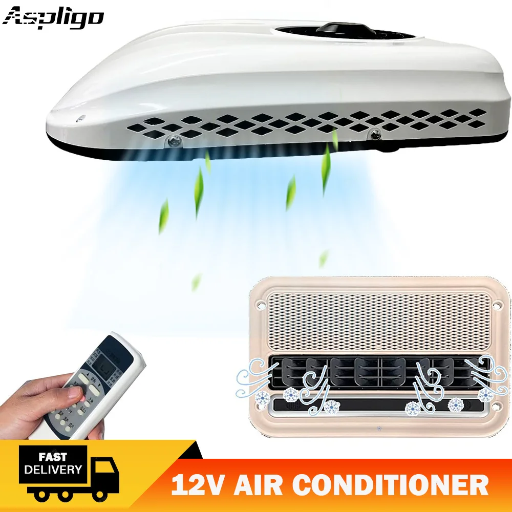 Aspligo 12V 13500BTU Electric RV Air Conditioner Car Parking Rooftop Air Conditioning For Motorhome Truck Camper Van Caravans