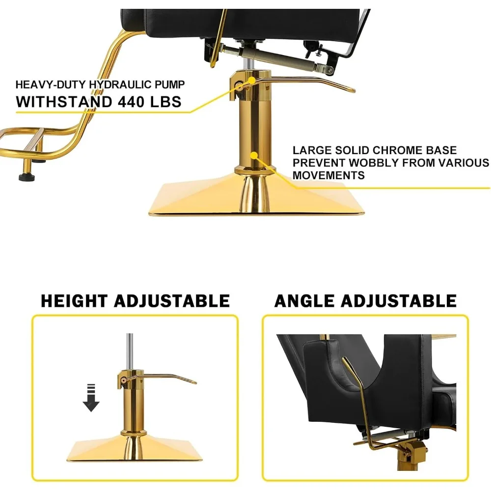 كرسي صالون، كراسي حلاقة مع مضخة هيدروليكية قابلة للتعديل لمصفف الشعر 360 °   معدات التجميل سبا دوارة الارتفاع قابل للتعديل