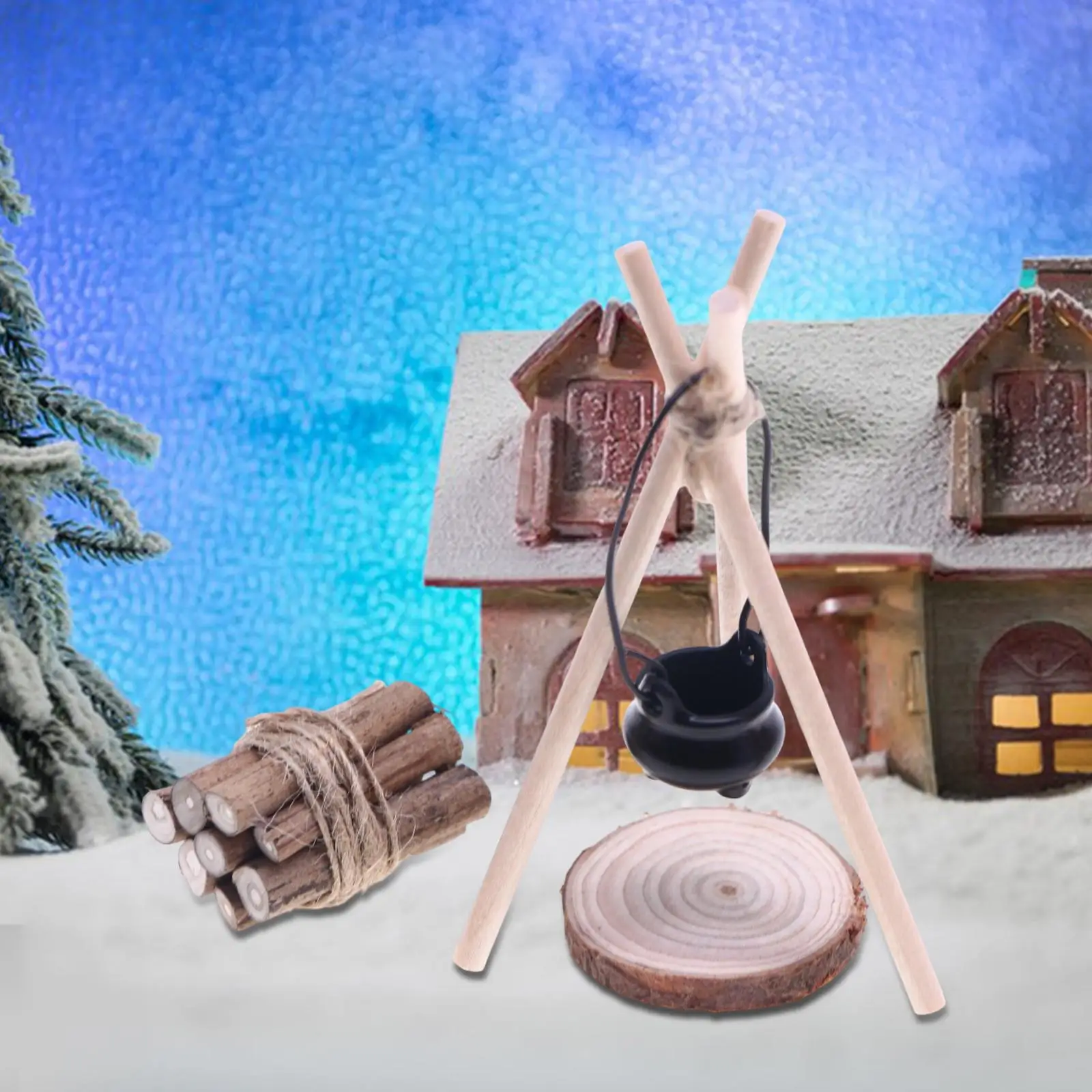 Set da campeggio per casa delle bambole 2x1/12 Decorazioni per scene Mini set da campeggio fai-da-te per set di legna da ardere micro paesaggio