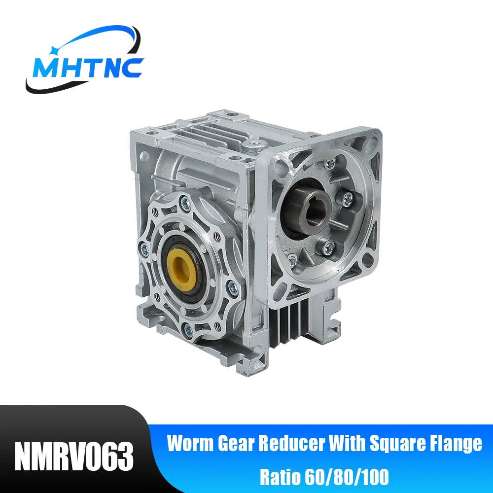 Worm Reducer NMRV063 High Torque Gearbox Reducer Input 14/19/22/24mm Output 25mm Gear ratio 60/80/100 for Servo/Stepper Motor