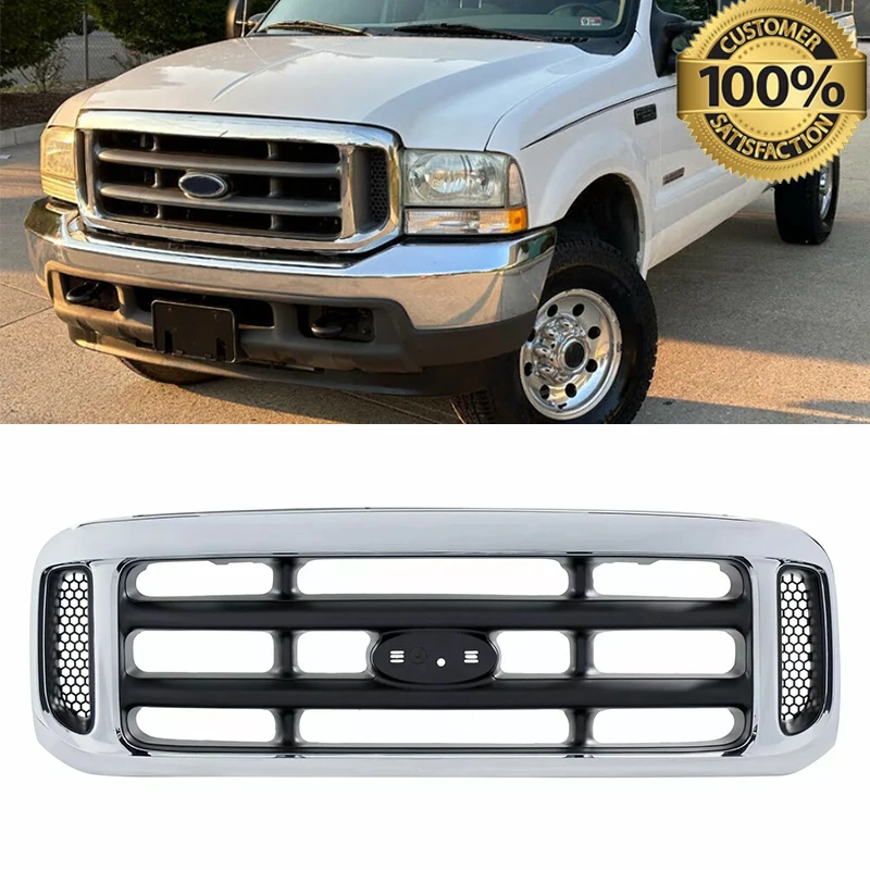 

Chrome&Black Front Bumper Grille Modified Grills For Ford F250 F350 F450 Super Duty 1999-2004 Front Upper Grills Radiator Grille