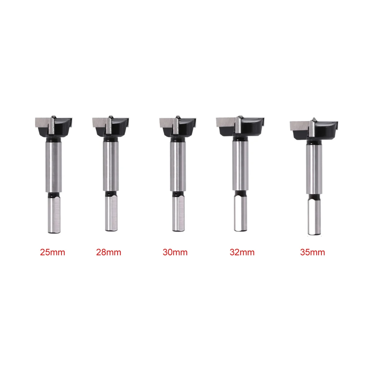 삼각형 생크가 있는 5 산업 등급 카바이드 목공 비트, 25mm, 28mm, 30mm, 32mm 및 35mm 포함