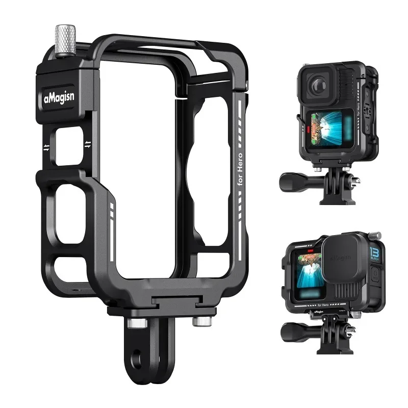 

Aluminum Alloy Housing Cage Protective Frame Case Metal Rabbit Cage for GoPro Hero 13 12 11 10 9 Camera Cage Rig Accessories