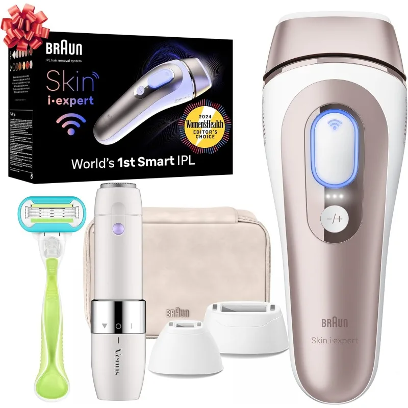 

Braun IPL Skin i·expert, домашняя эпиляция, праздничные подарки для женщин и мужчин с бесплатным приложением, туалетный столик, бритва Venus