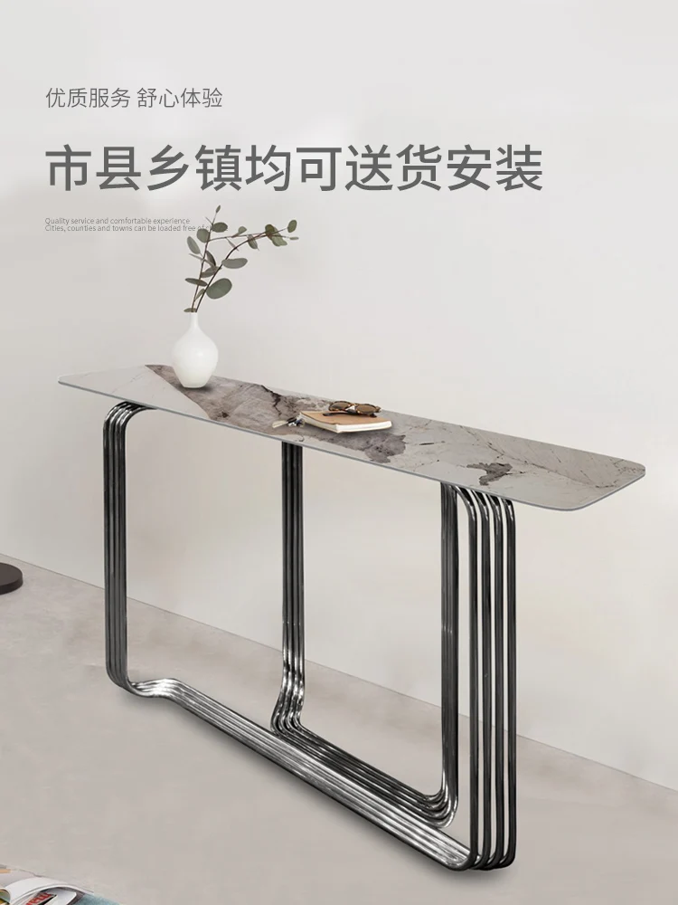 Modern stainless steel porch corridor entrance end view desk art decorative table