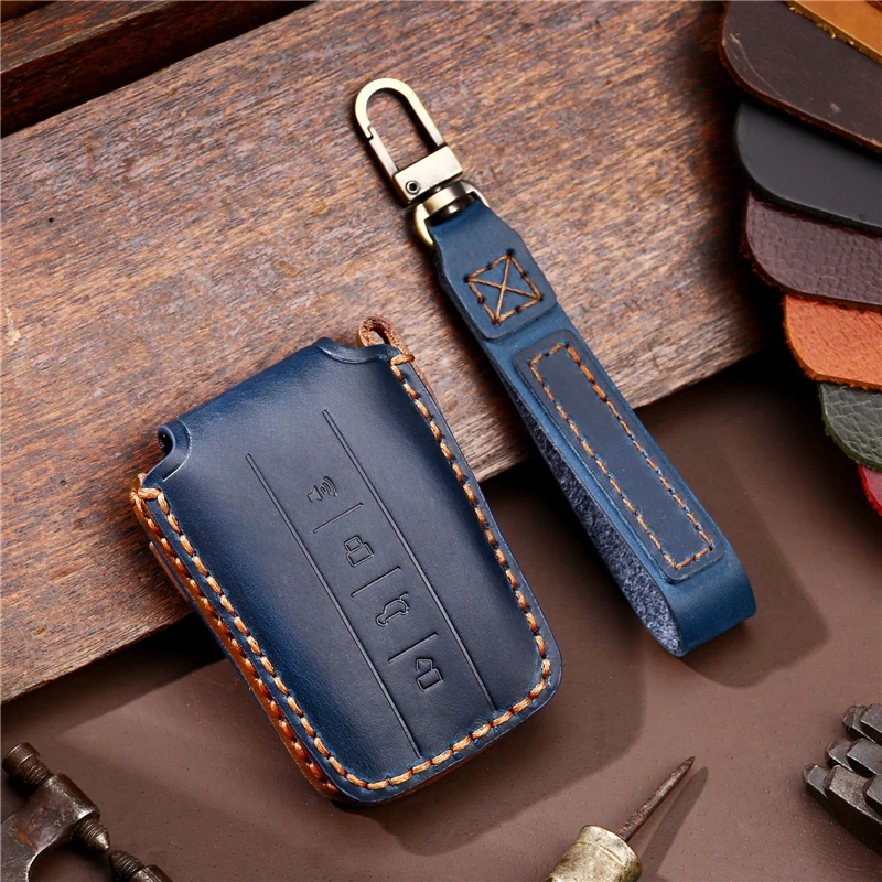 Leather Car Remote Key Cover Case Holder shell Housing Protector Bag Fob For Great Wall GWM WEY TANK 300 400 500 700 Hi4-T 2024