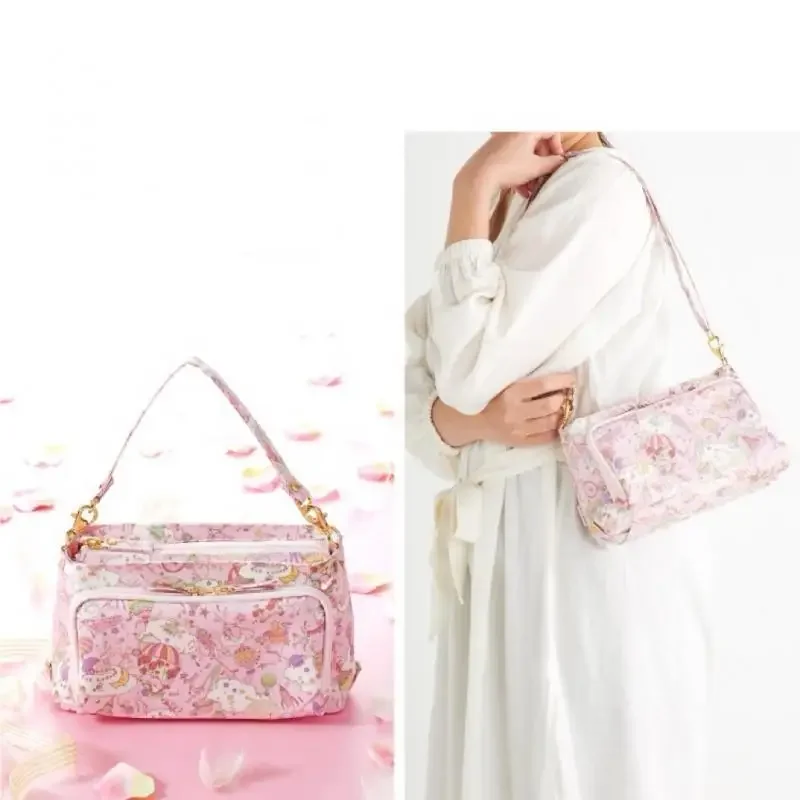 حقيبة كروس هالو كيتي سانريوس ماي ميلودي مطبوعة مادة مقاومة للماء حقيبة تخزين كائن السفر بكتف واحد كرتوني #2