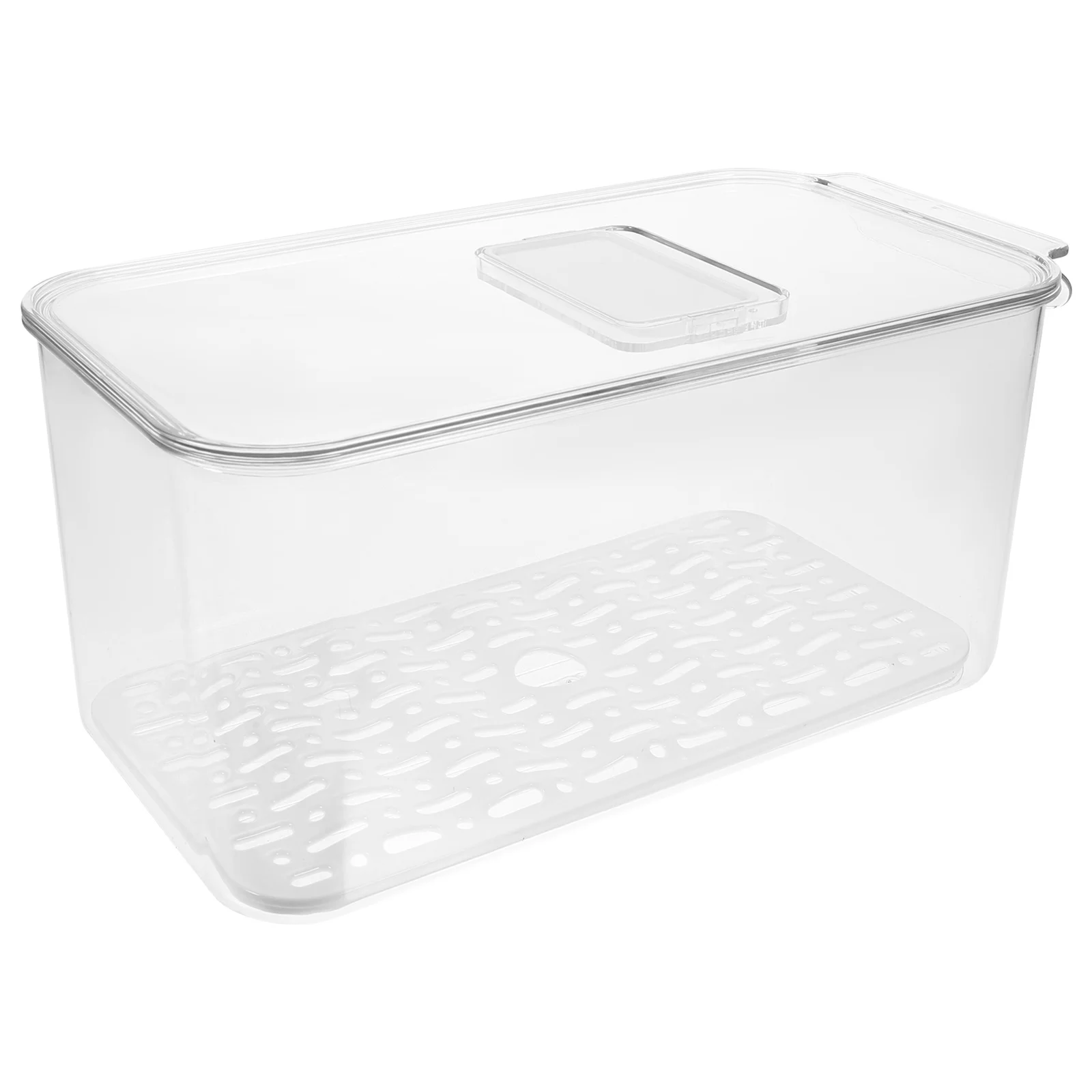

Refrigerator Organizer Bin Fruit Container Large Capacity Transparent Storage Box with Drain Tray for Fruit Vegetable Fresh