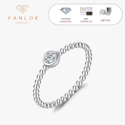 YANLOK 925 Sterling Silver Delicate VVS1 D Color Round Moissanite Ring For Women Trendy Simple Daily Finger Rings Fine Jewelry